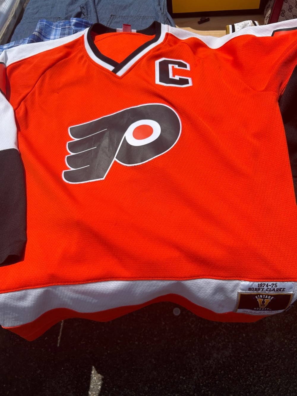 Mitchell & Ness Philadelphia Flyers Orange Black White Captain Jersey